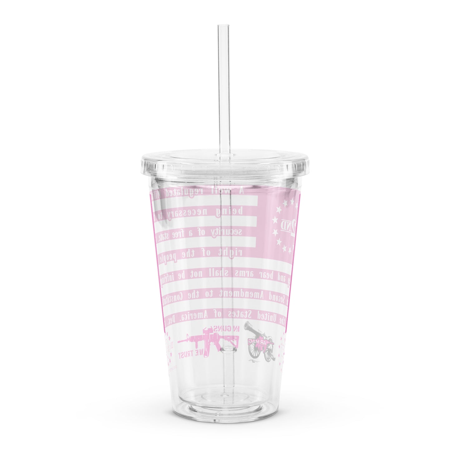 2A Flag Pink Clear plastic tumbler