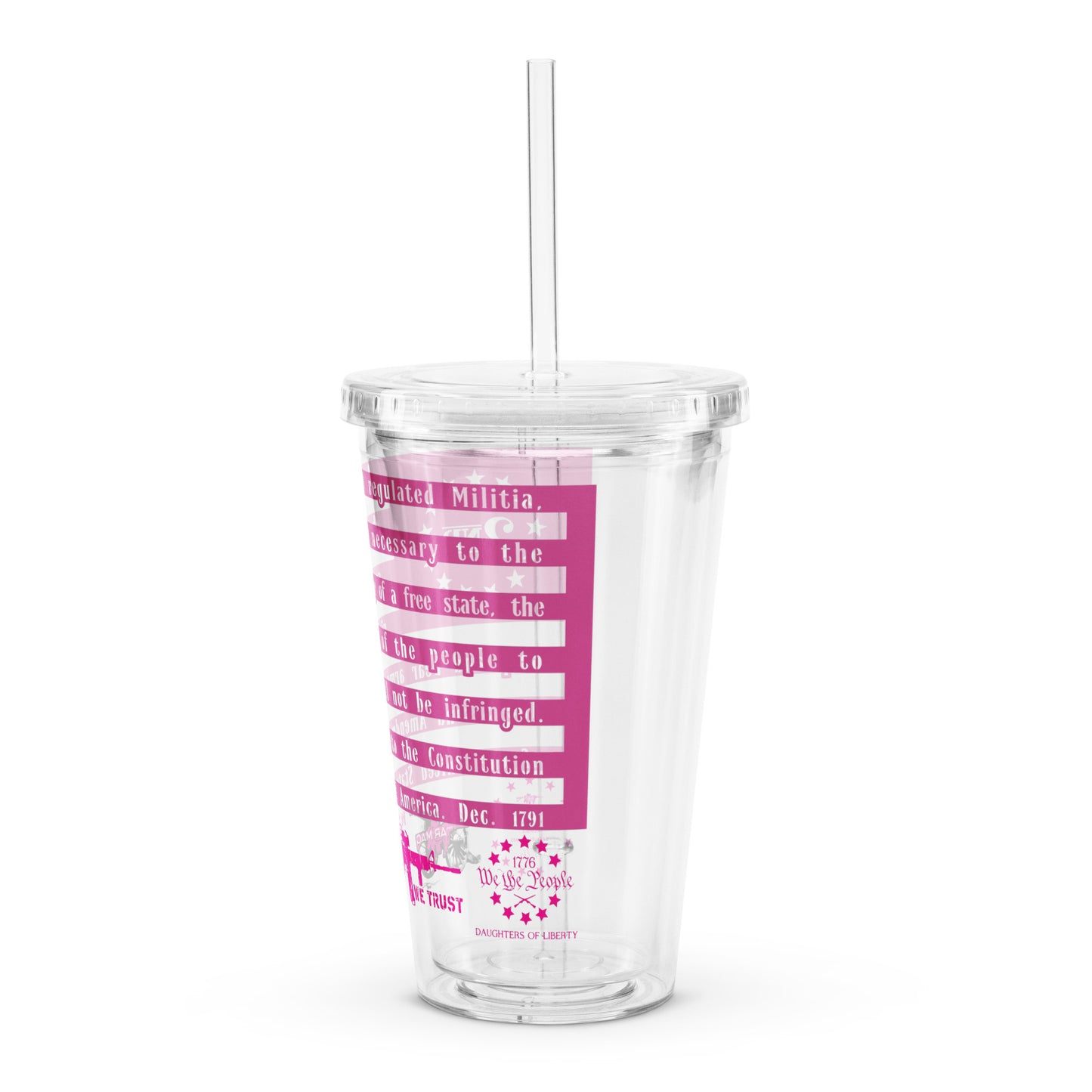 2A Flag Pink Clear plastic tumbler