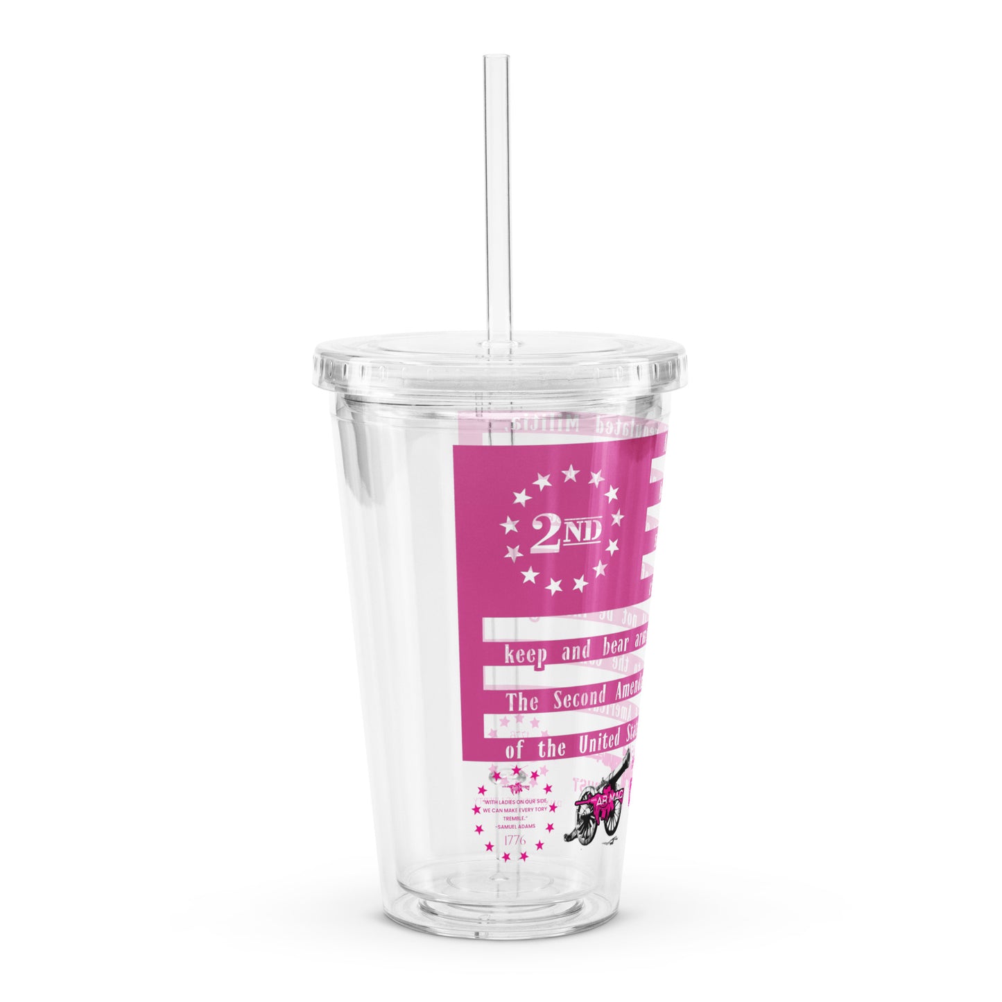 2A Flag Pink Clear plastic tumbler