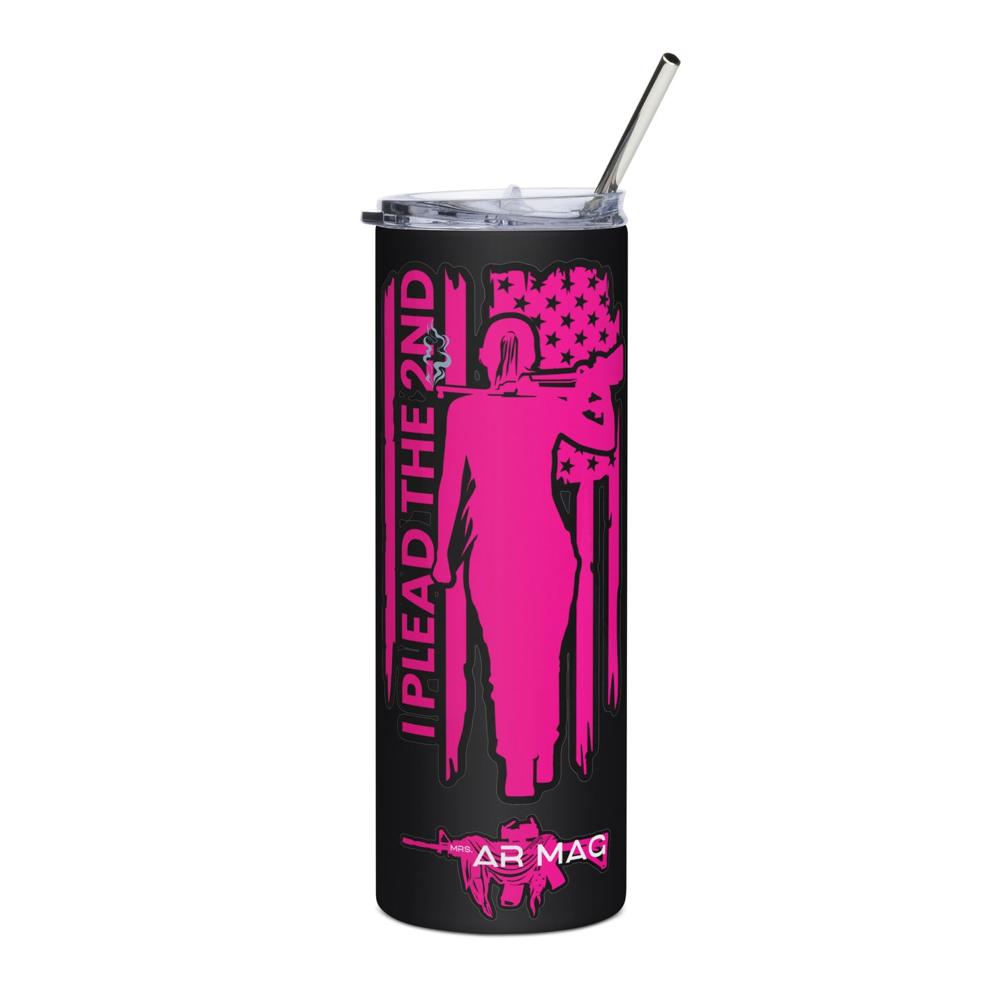 Pink I Plead the Second Stainless steel tumbler