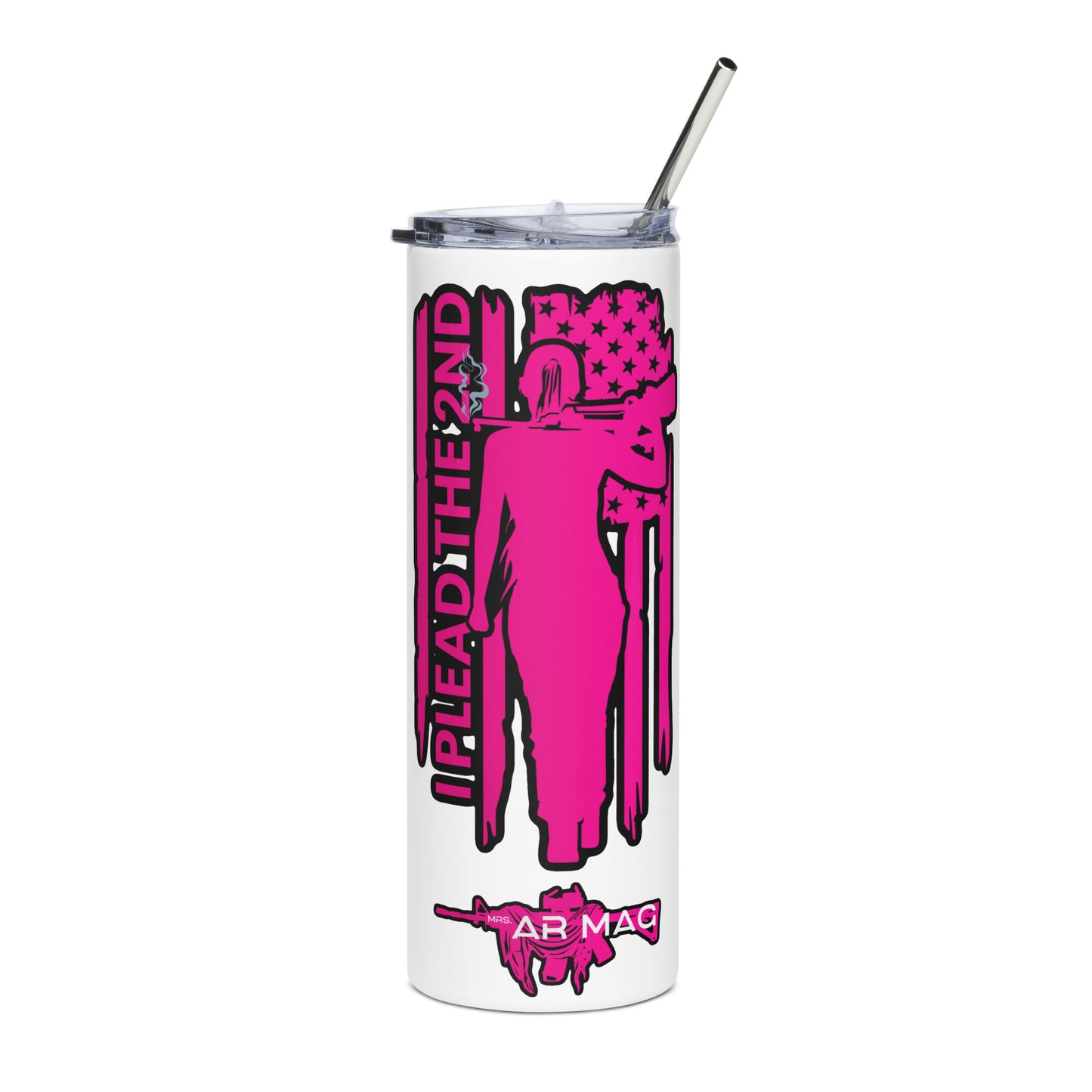 Pink I Plead the Second Stainless steel tumbler