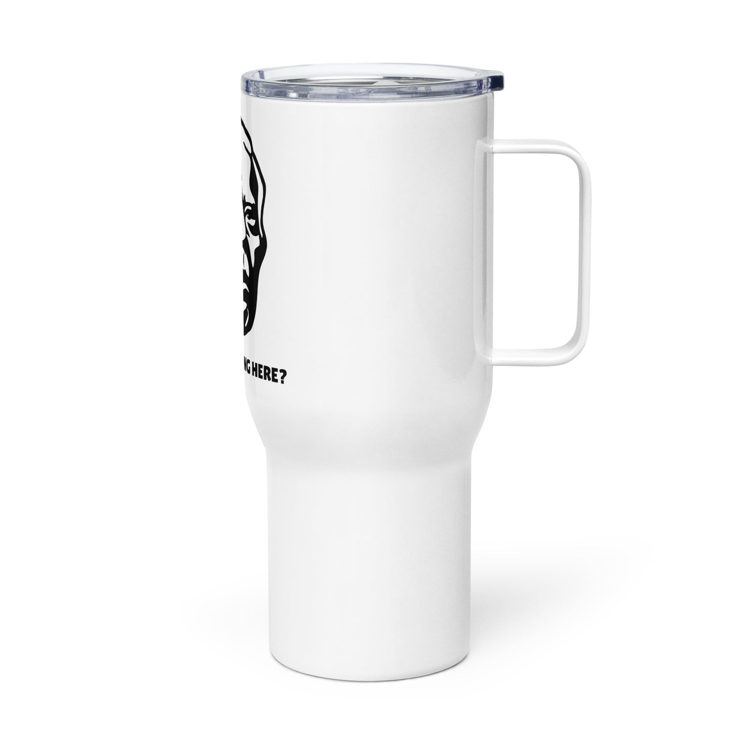 Biden What Am I Doing Here? Travel mug with a handle