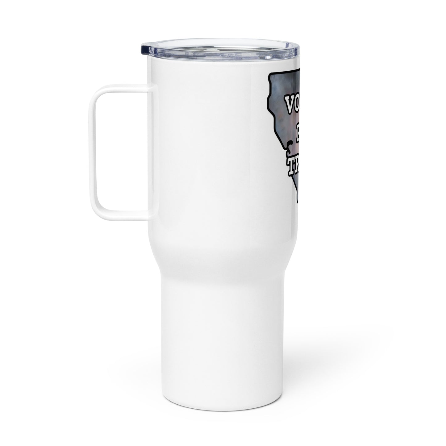 Vote For Trump CA Travel mug with a handle