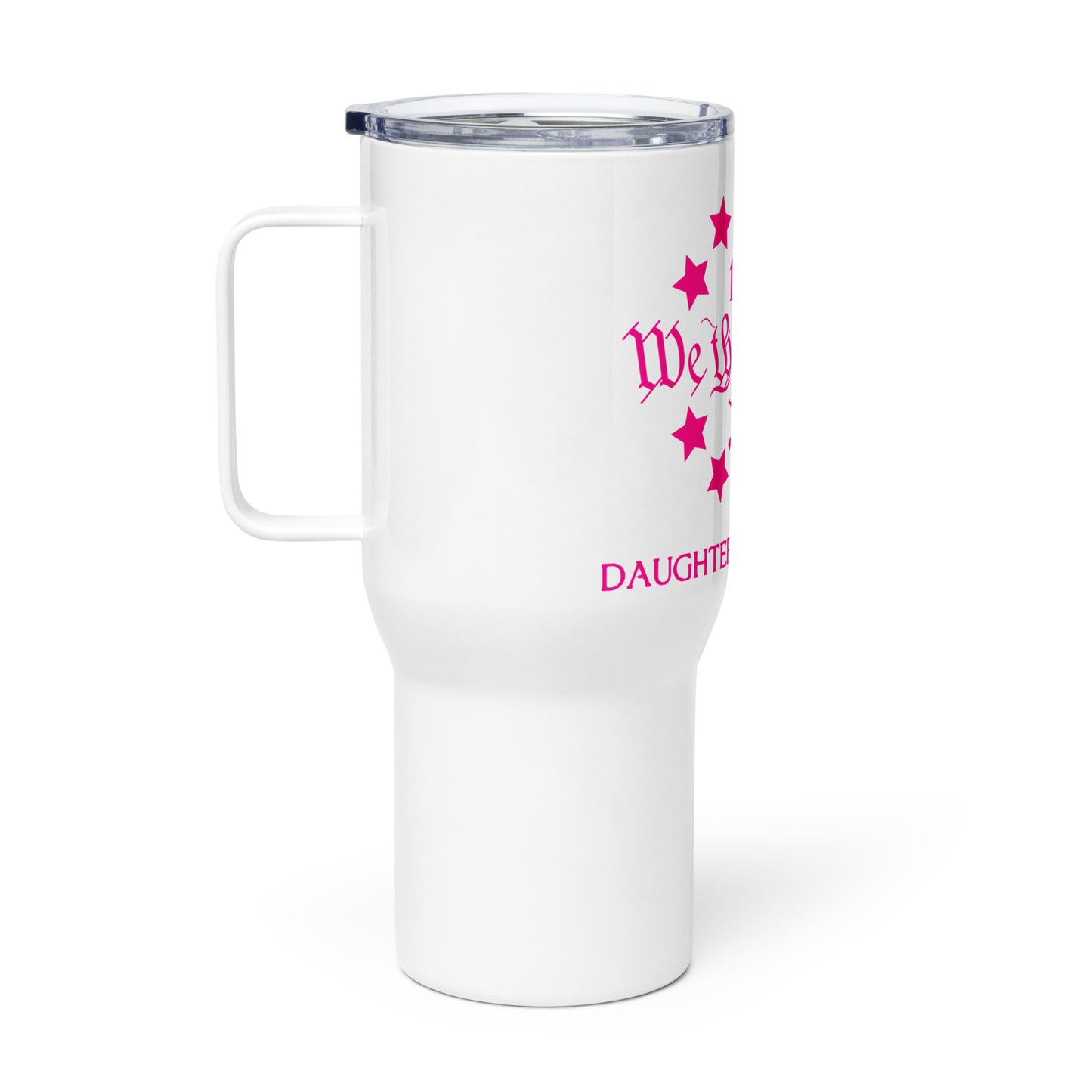 Pink Daughter’s of Liberty 1776 Stars Travel mug with a handle