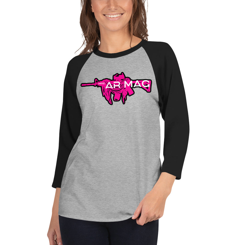 Pink Mrs. AR Mag Armalite 3/4 sleeve raglan shirt