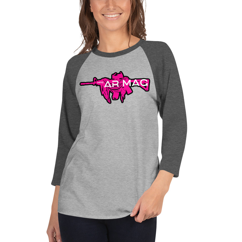 Pink Mrs. AR Mag Armalite 3/4 sleeve raglan shirt