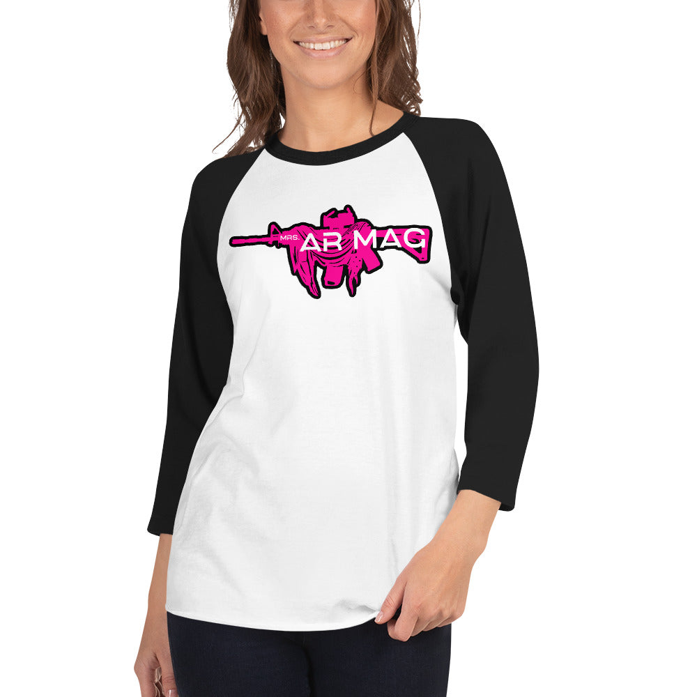 Pink Mrs. AR Mag Armalite 3/4 sleeve raglan shirt