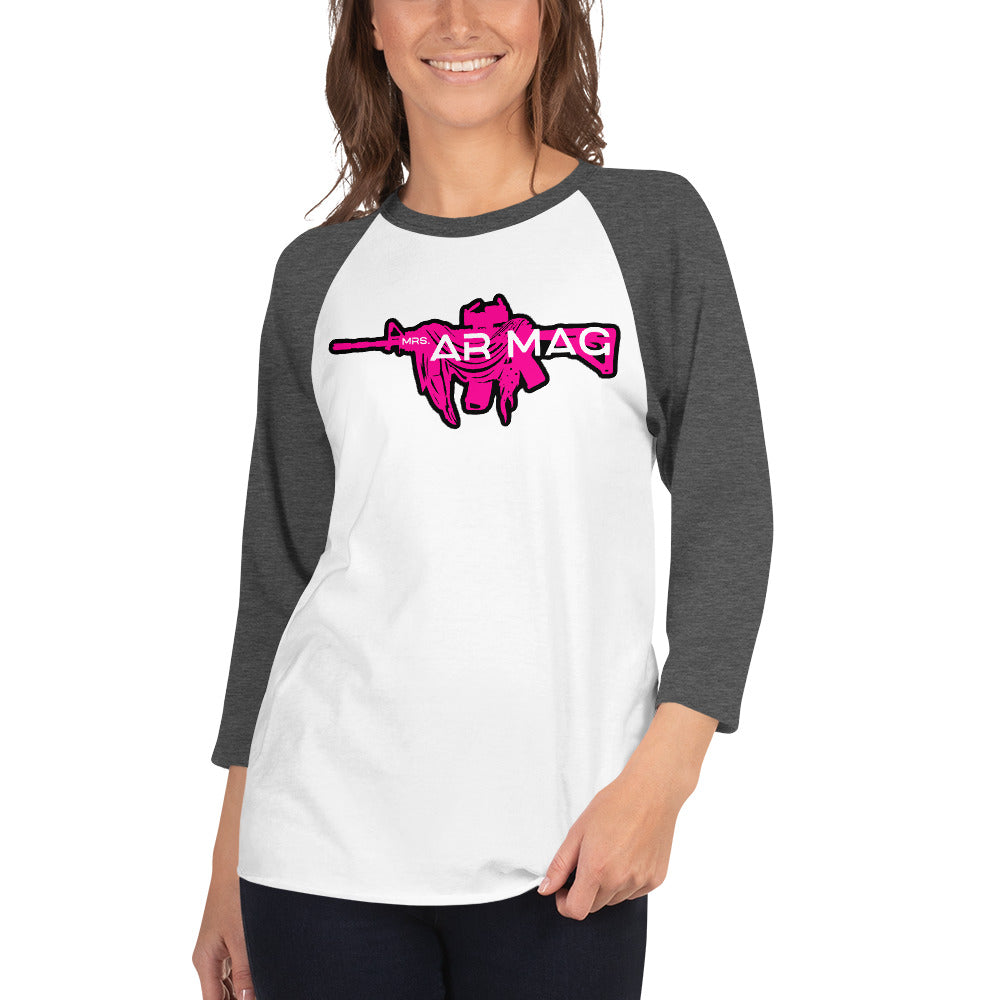 Pink Mrs. AR Mag Armalite 3/4 sleeve raglan shirt