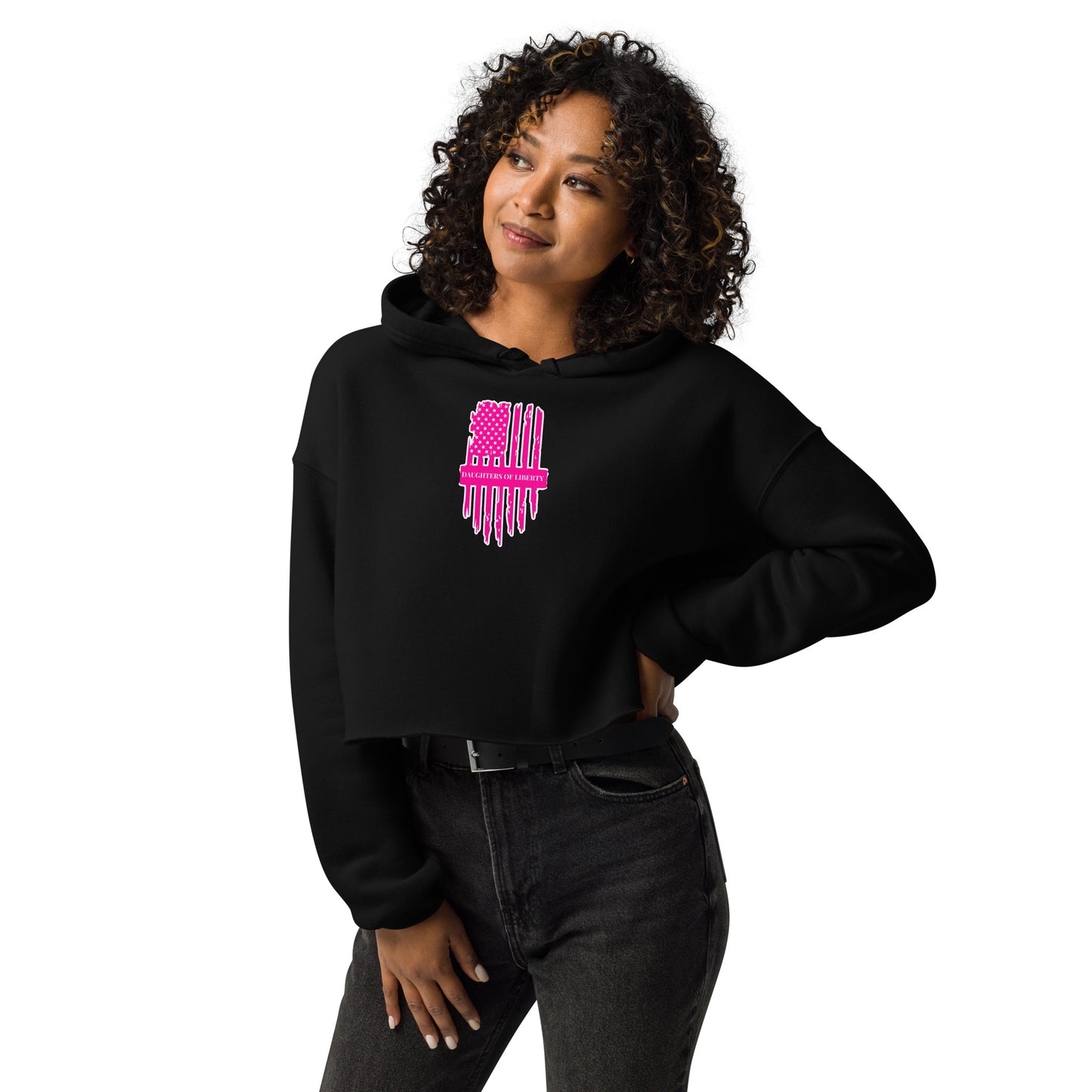 Pink Daughters of Liberty Crop Hoodie