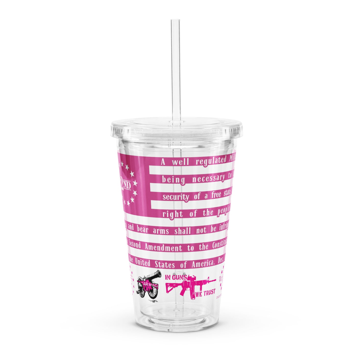 2A Flag Pink Clear plastic tumbler