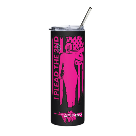 Pink I Plead the Second Stainless steel tumbler