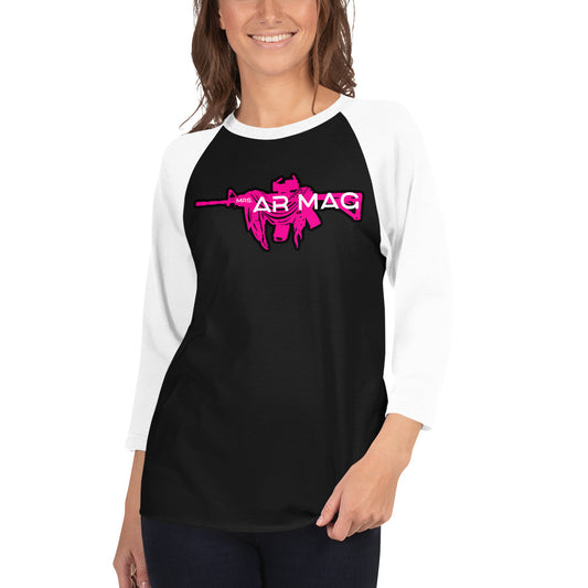 Pink Mrs. AR Mag Armalite 3/4 sleeve raglan shirt