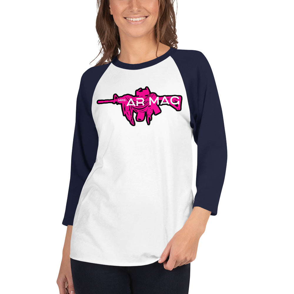 Pink Mrs. AR Mag Armalite 3/4 sleeve raglan shirt