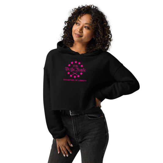 Pink Daughters of Liberty 1776 Stars Crop Hoodie